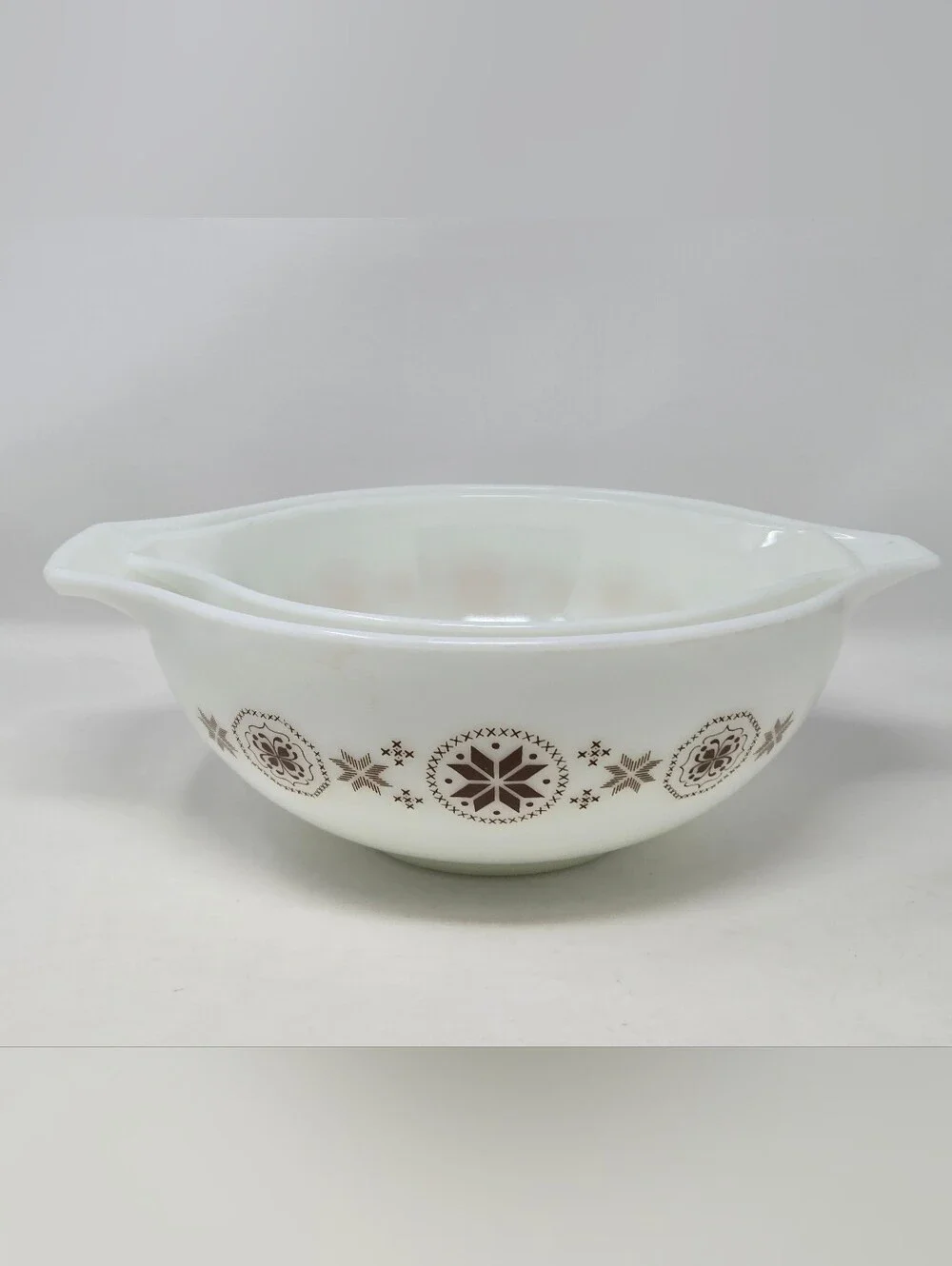 VINTAGE PYREX TOWN & COUNTRY CINDERELLA BOWL #444 #443 CASSEROLE DISH SET OF 3